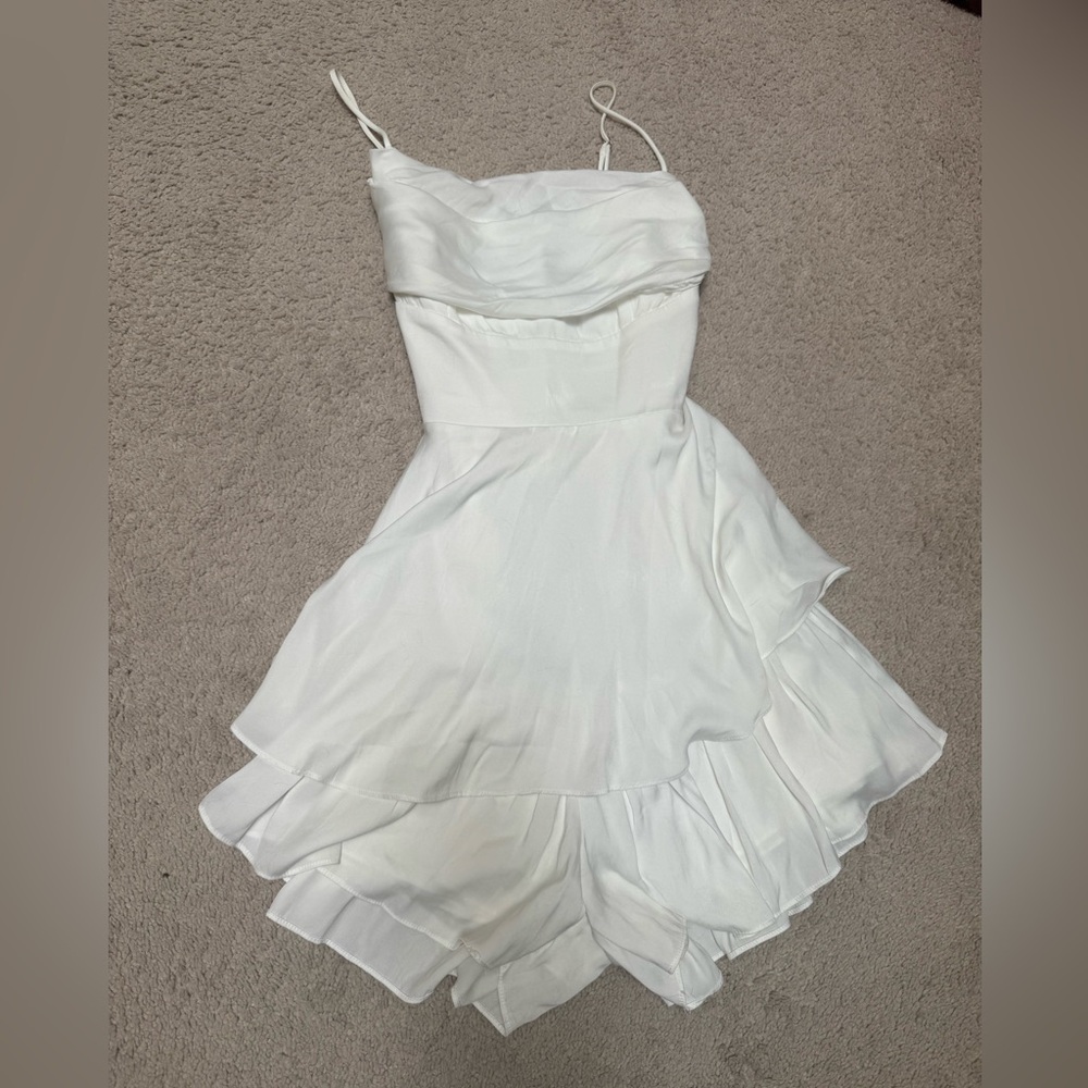 Flowy White Mini Dress (secret romper with hidden built in shorts)